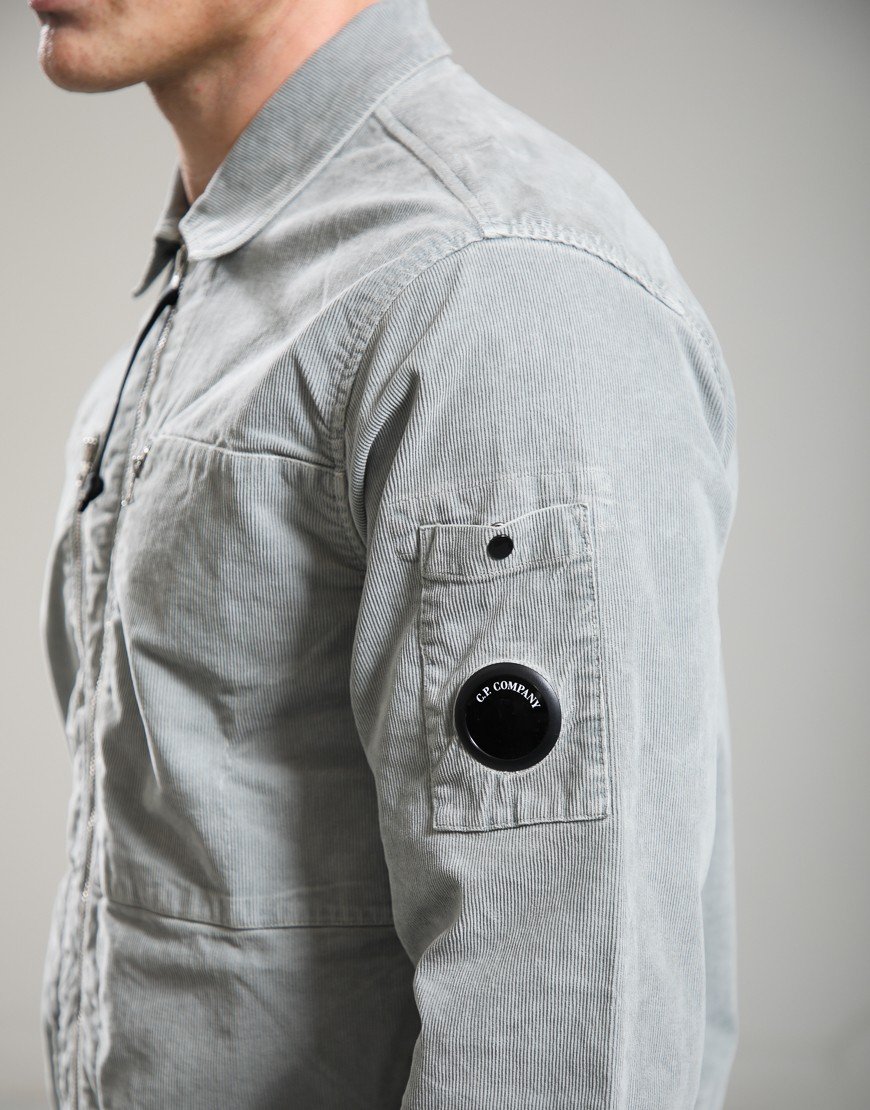 C.P. Company Corduroy Lens Zipped Overshirt Flint Grey