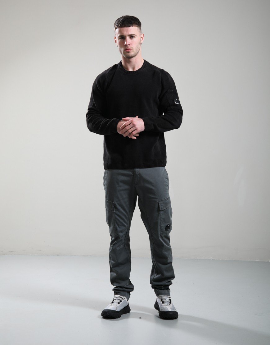 C.P. Company Cotton Chenille Crew Neck Lens Sweat Black