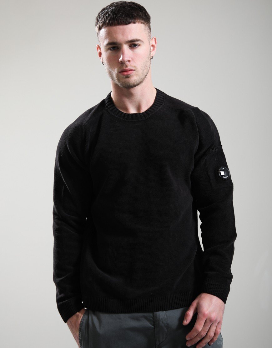 C.P. Company Cotton Chenille Crew Neck Lens Sweat Black