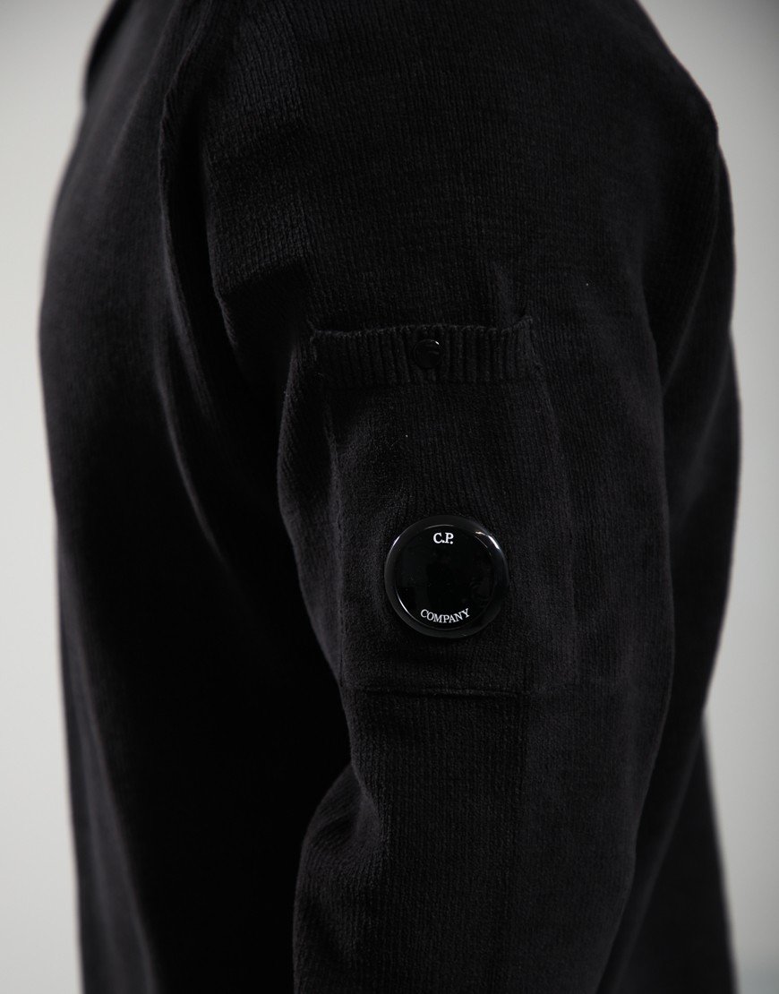 C.P. Company Cotton Chenille Crew Neck Lens Sweat Black
