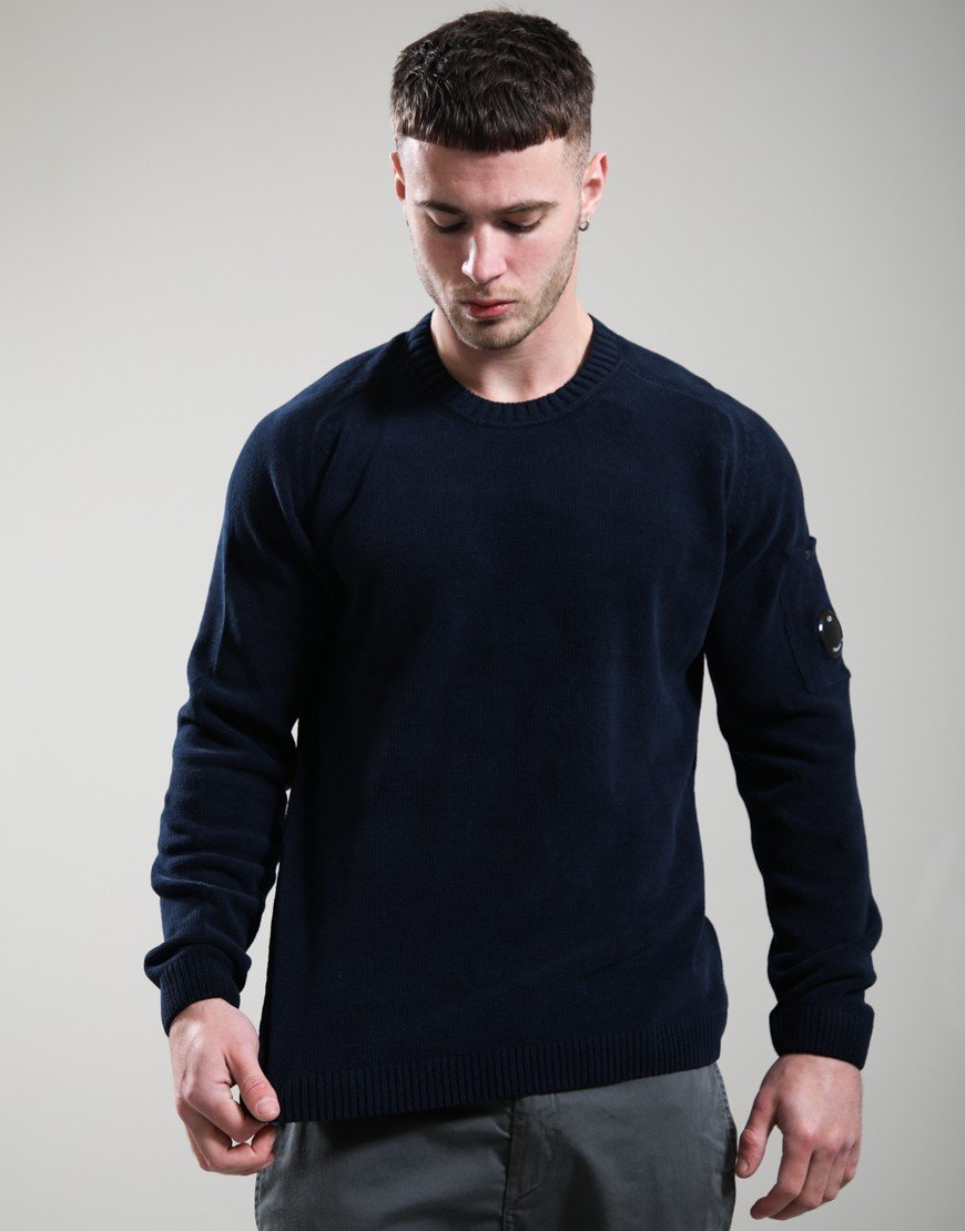 C.P. Company Cotton Chenille Crew Neck Lens Sweat Midnight Navy
