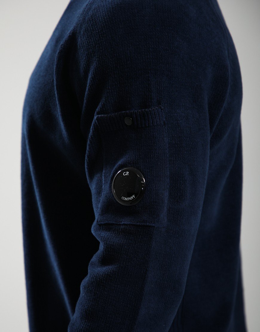C.P. Company Cotton Chenille Crew Neck Lens Sweat Midnight Navy
