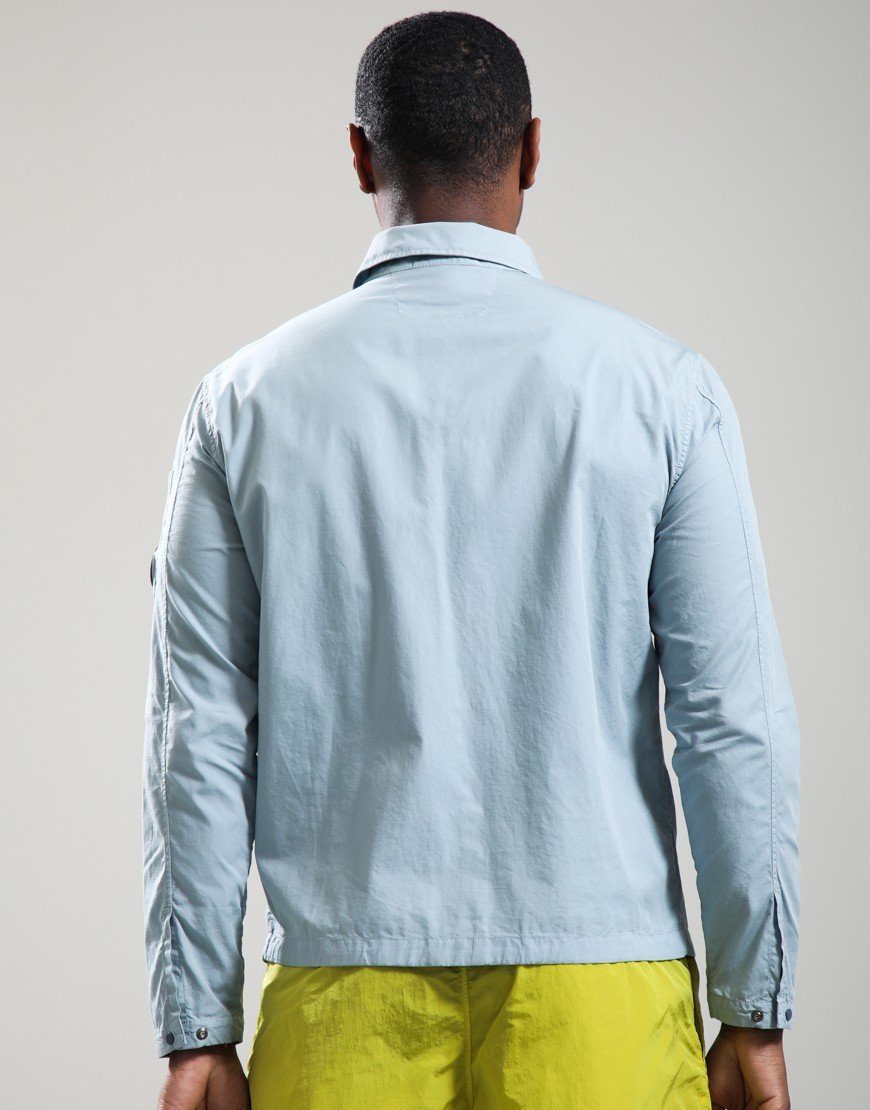 C.P. Company Cotton Rip-Stop Button Lens Overshirt Silver Blue
