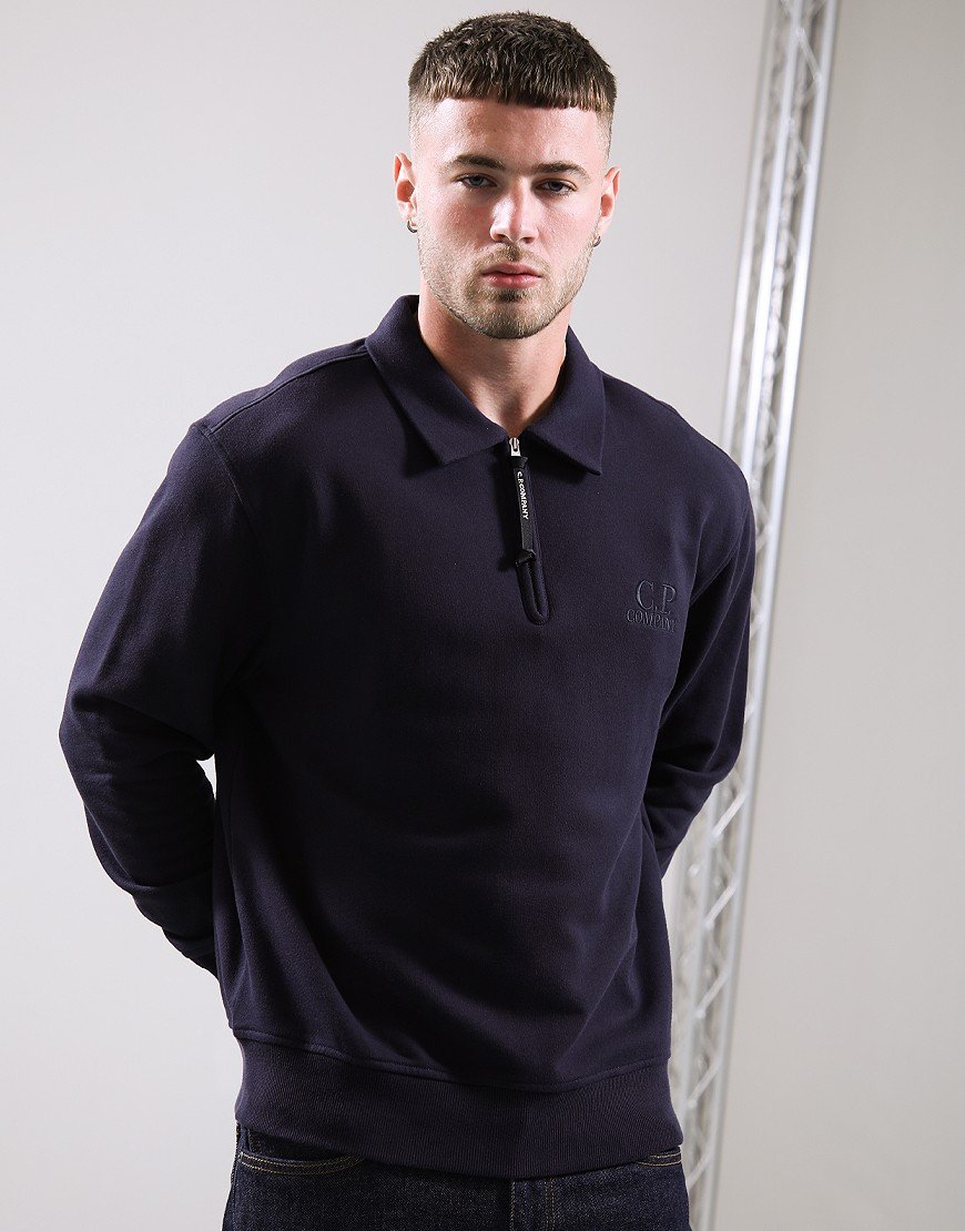C.P. Company Diagonal Raised Half Zip Fleece Total Eclipse