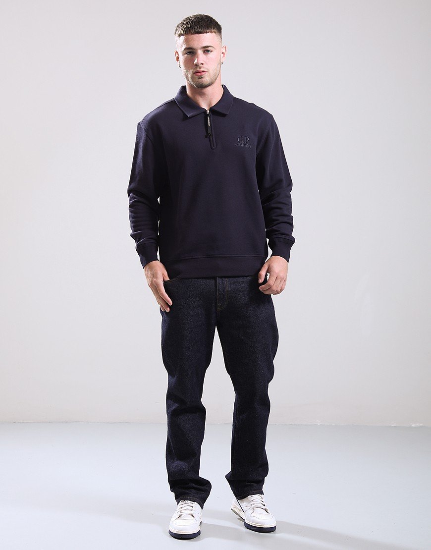 C.P. Company Diagonal Raised Half Zip Fleece Total Eclipse