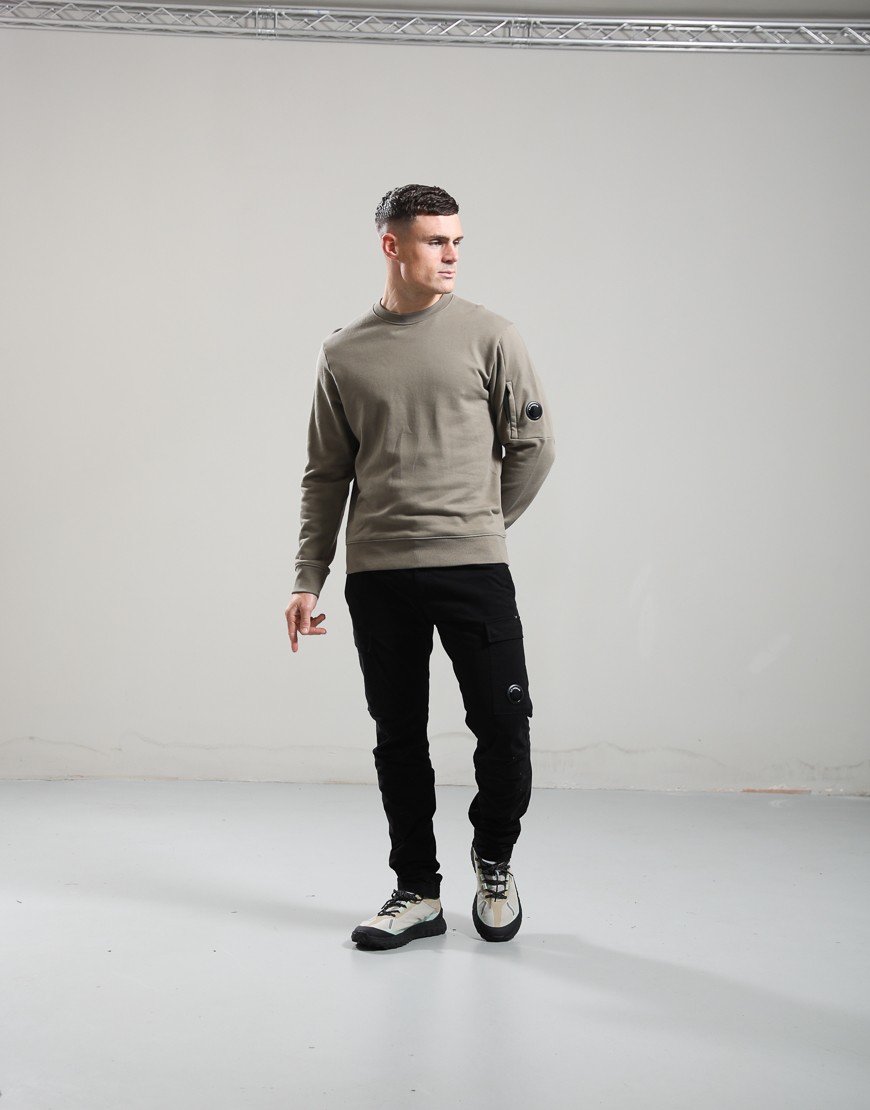 C.P. Company Diagonal Raised Fleece Crew Lens Sweatshirt Fallen Rock