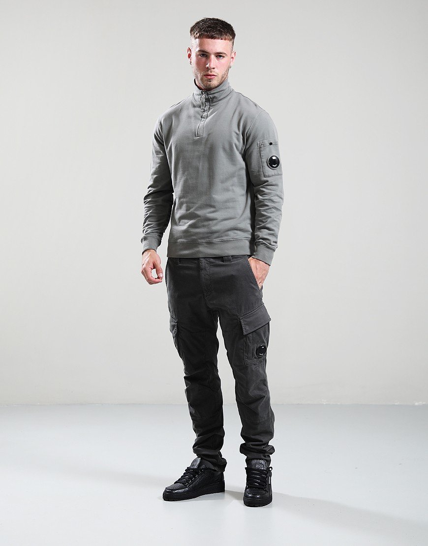 C.P. Company Light Fleece Half Zip Sweat Gunmetal