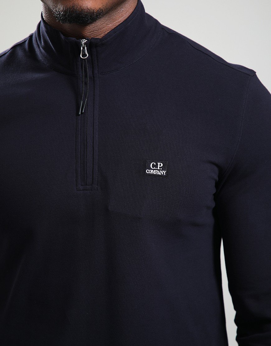 C.P. Company Long Sleeve Piquet Polo Shirt Black