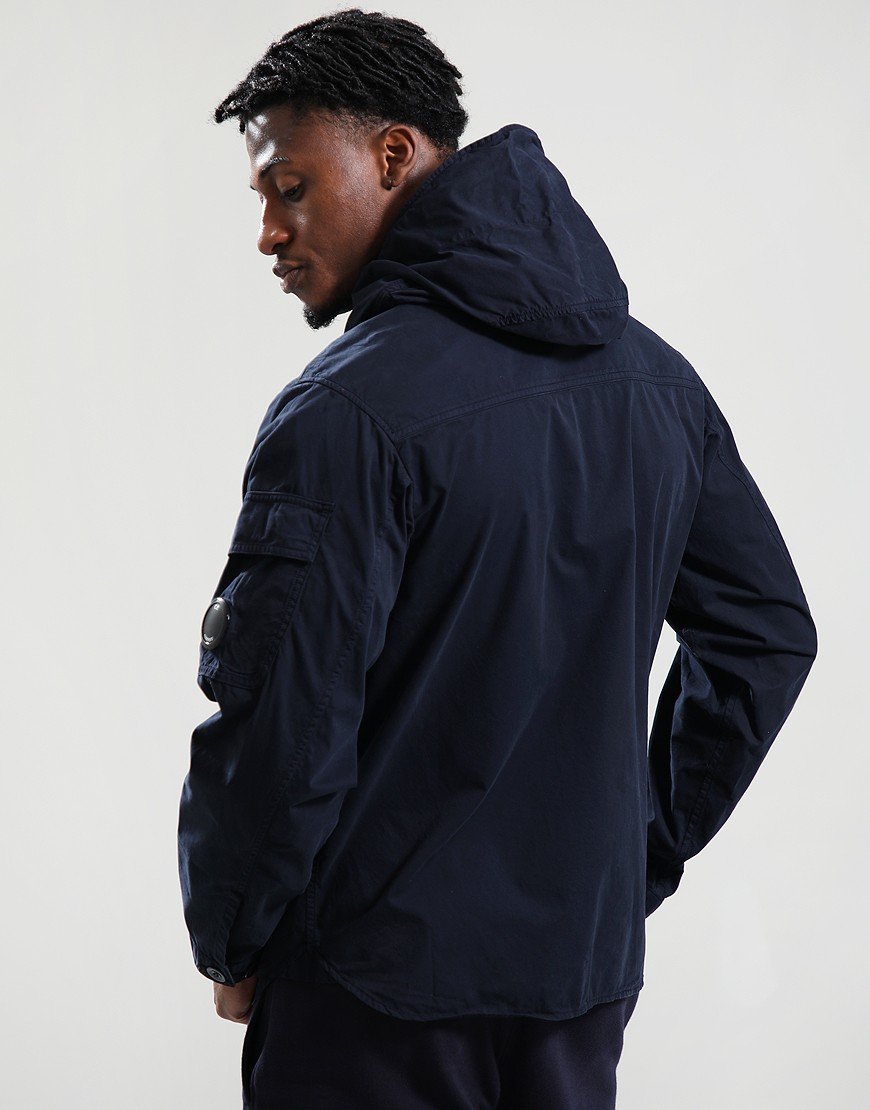 C.P. Company Organic Gabardine Hooded Zipped Overshirt Total Eclipse