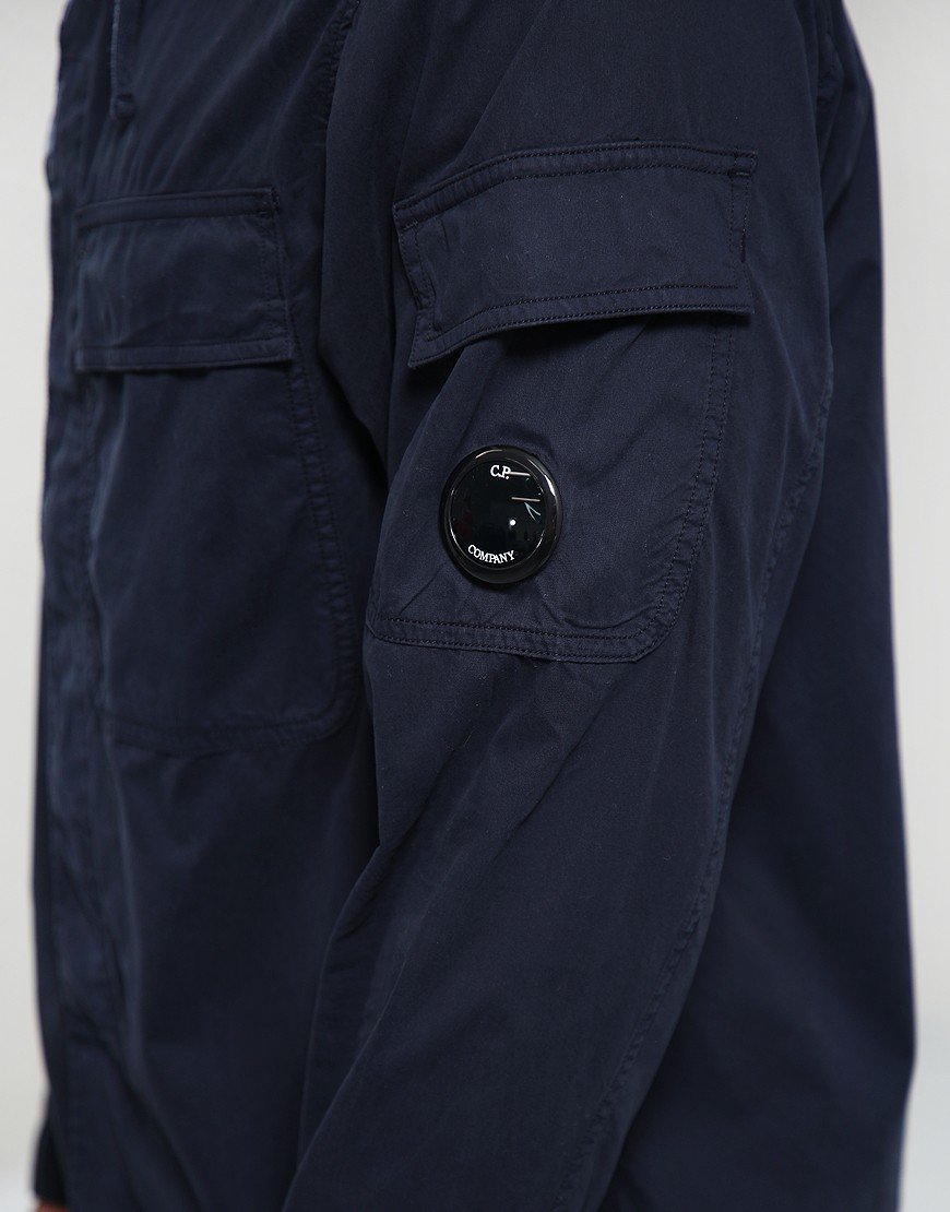 C.P. Company Organic Gabardine Hooded Zipped Overshirt Total Eclipse