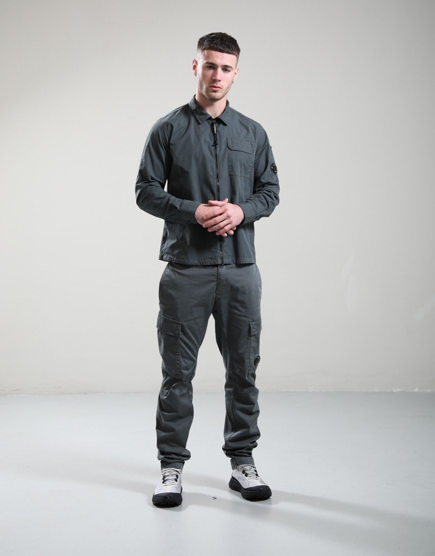 C.P. Company Organic Gabardine Zipped Lens Overshirt Gunmetal