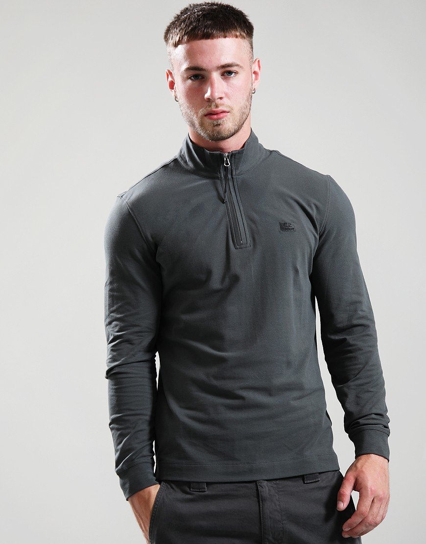 C.P. Company Half Zip Piquet Polo Shirt Dark Shadow
