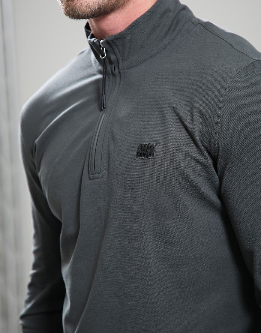 C.P. Company Half Zip Piquet Polo Shirt Dark Shadow