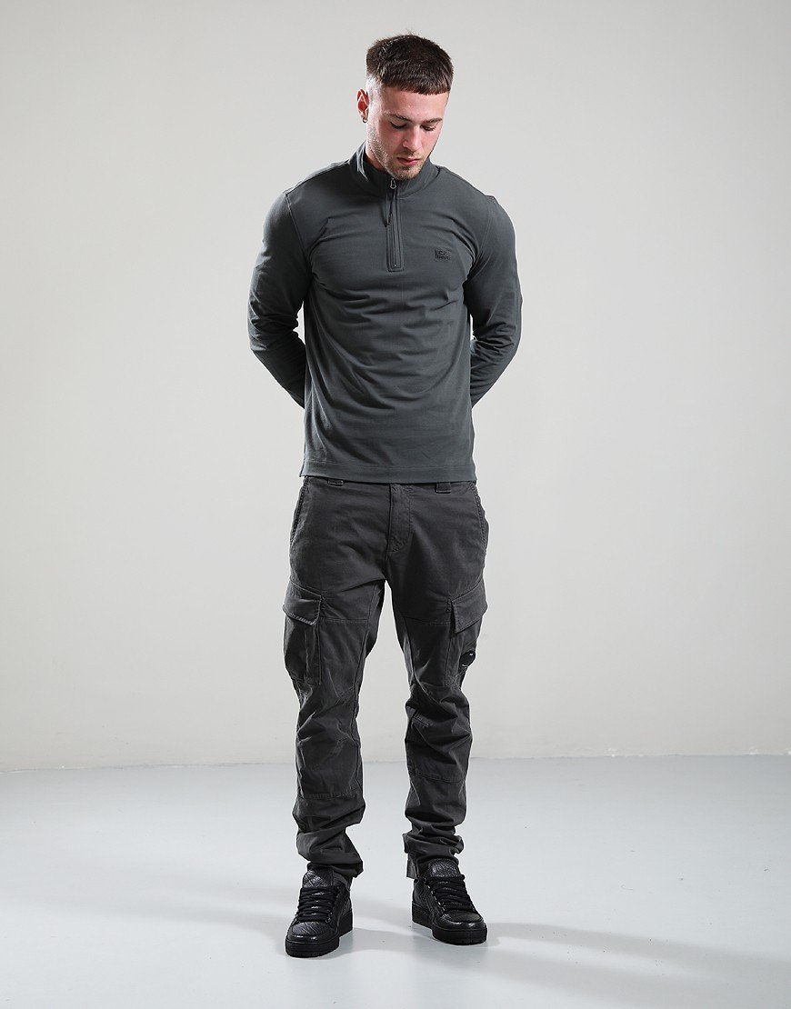 C.P. Company Half Zip Piquet Polo Shirt Dark Shadow