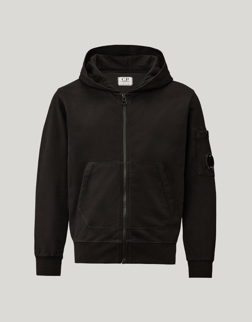 C.P. Company Kids Fleece Hooded Zip Sweat Black