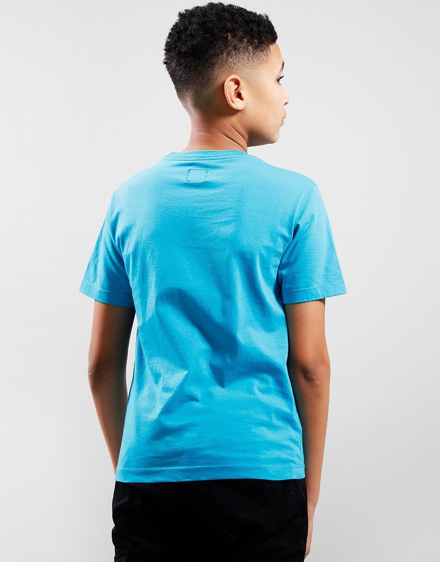 C.P. Company Kids 30/1 Patch Logo T-Shirt Tile Blue
