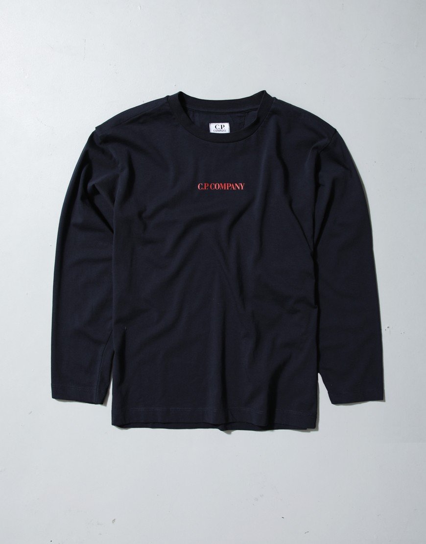 C.P Company Kids Long Sleeve Logo T-Shirt Total Eclipse