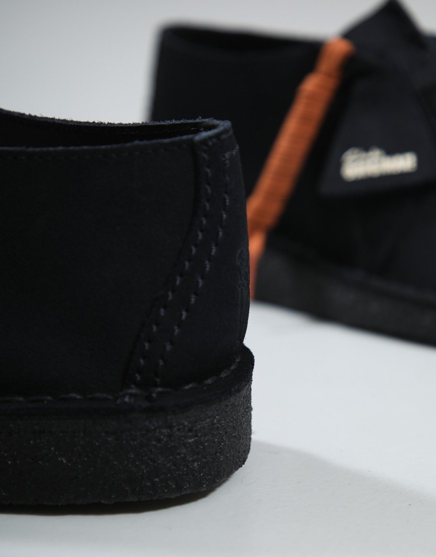 Clarks Original Desert Trek Shoes Black Suede