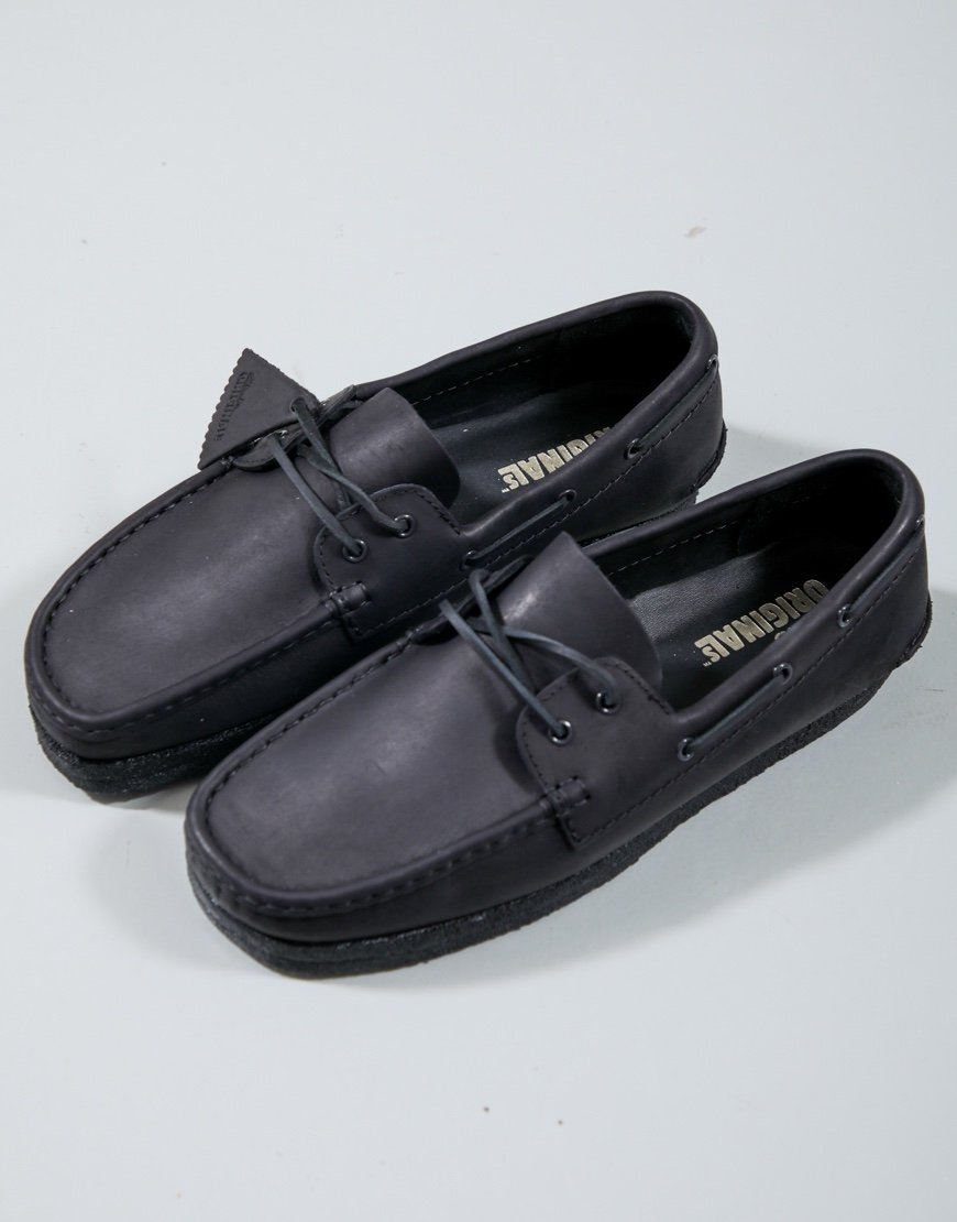 Clarks Originals Godney Boat Shoe Black Leather