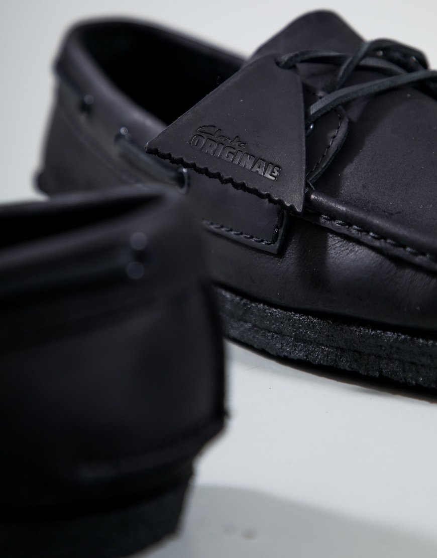 Clarks Originals Godney Boat Shoe Black Leather