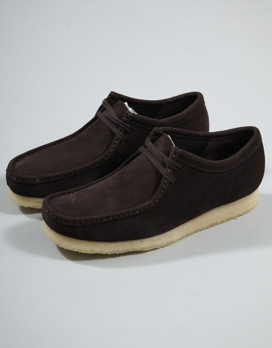 Clarks Originals Wallabee Shoes Dark Brown Suede