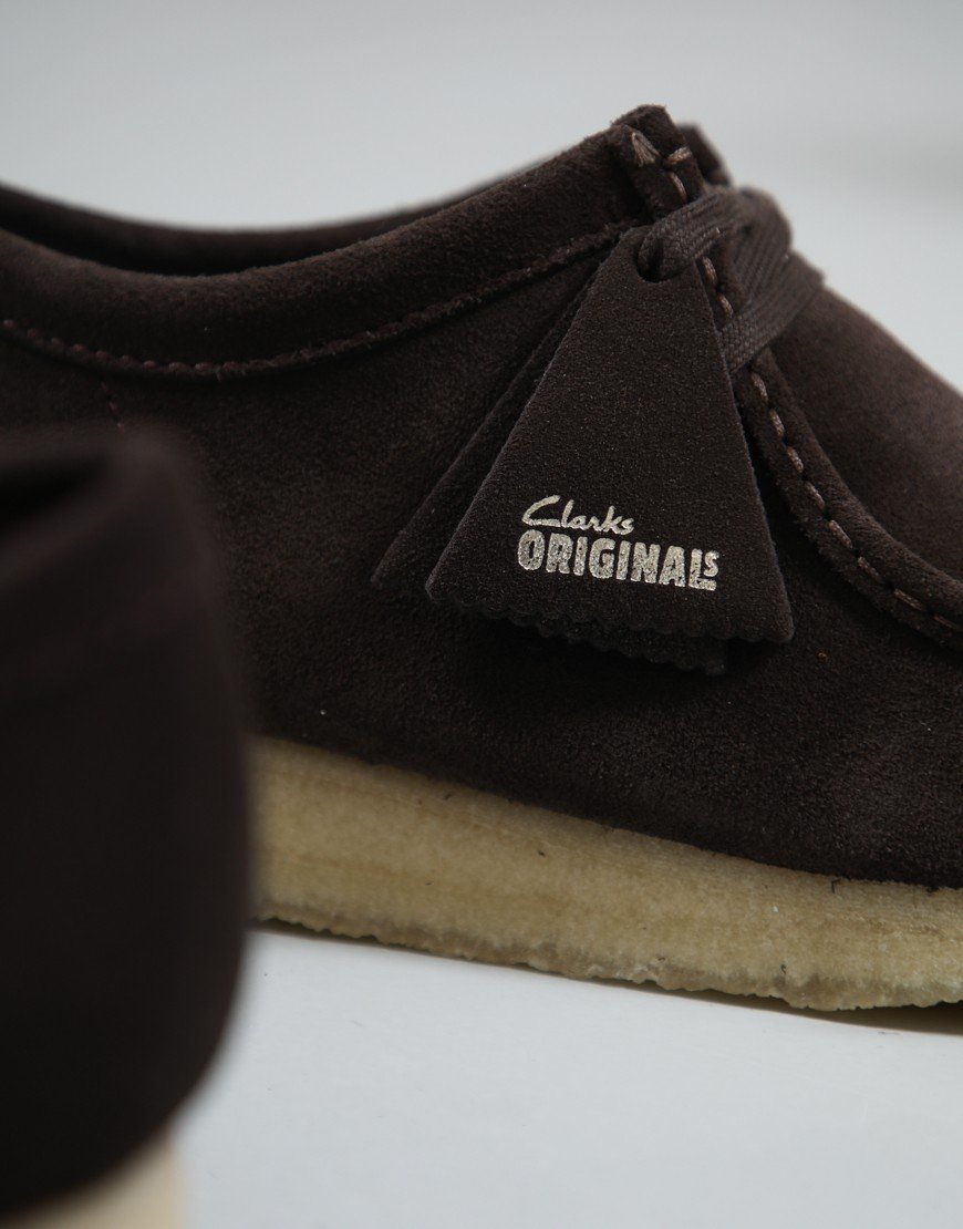 Clarks Originals Wallabee Shoes Dark Brown Suede