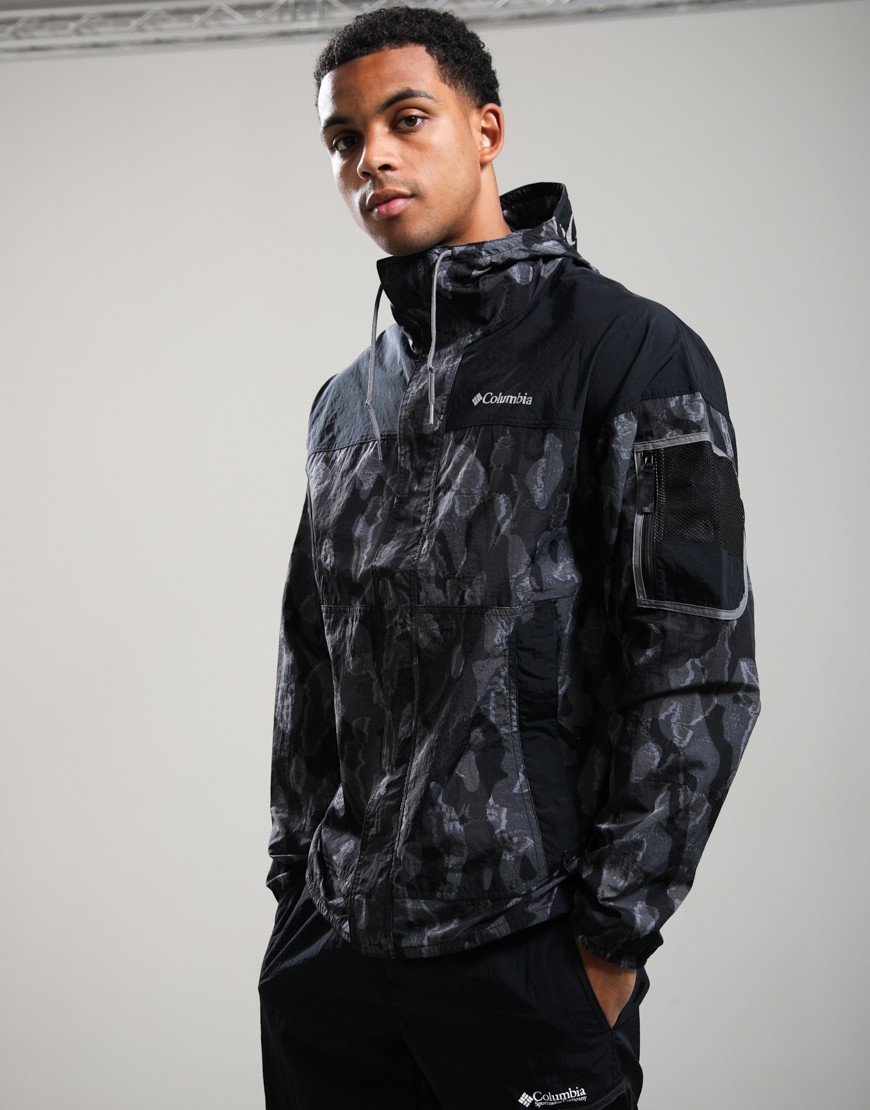 Columbia Challenger II Novelty Windbreaker Black Treebark/Black/City Grey