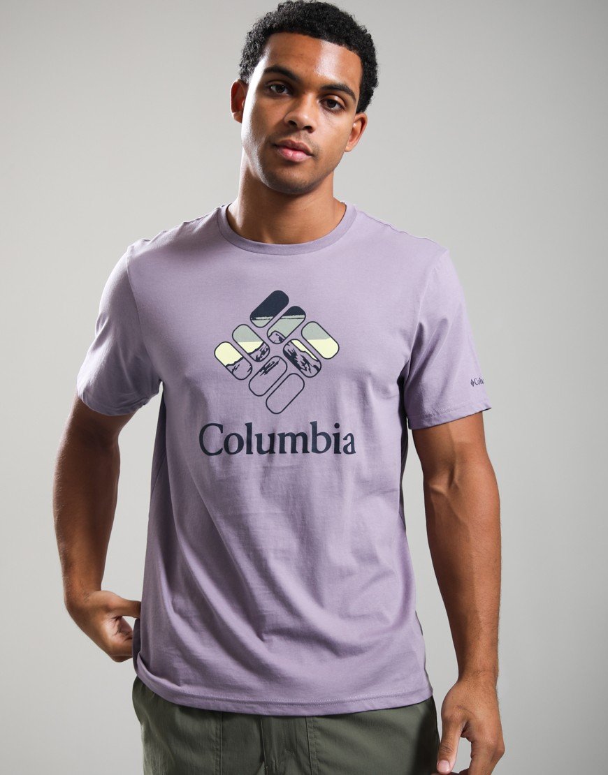 Columbia CSC Seasonal Graphic T-Shirt Shale Purple/Heavenly Stacked Gem
