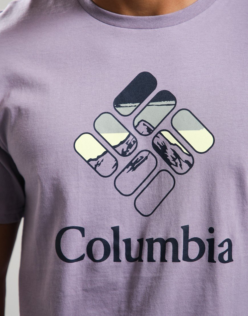 Columbia CSC Seasonal Graphic T-Shirt Shale Purple/Heavenly Stacked Gem
