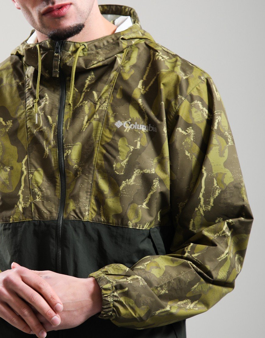 Columbia Spire Valley Novelty Windbreaker Mossy Green Treebark/Greenscape