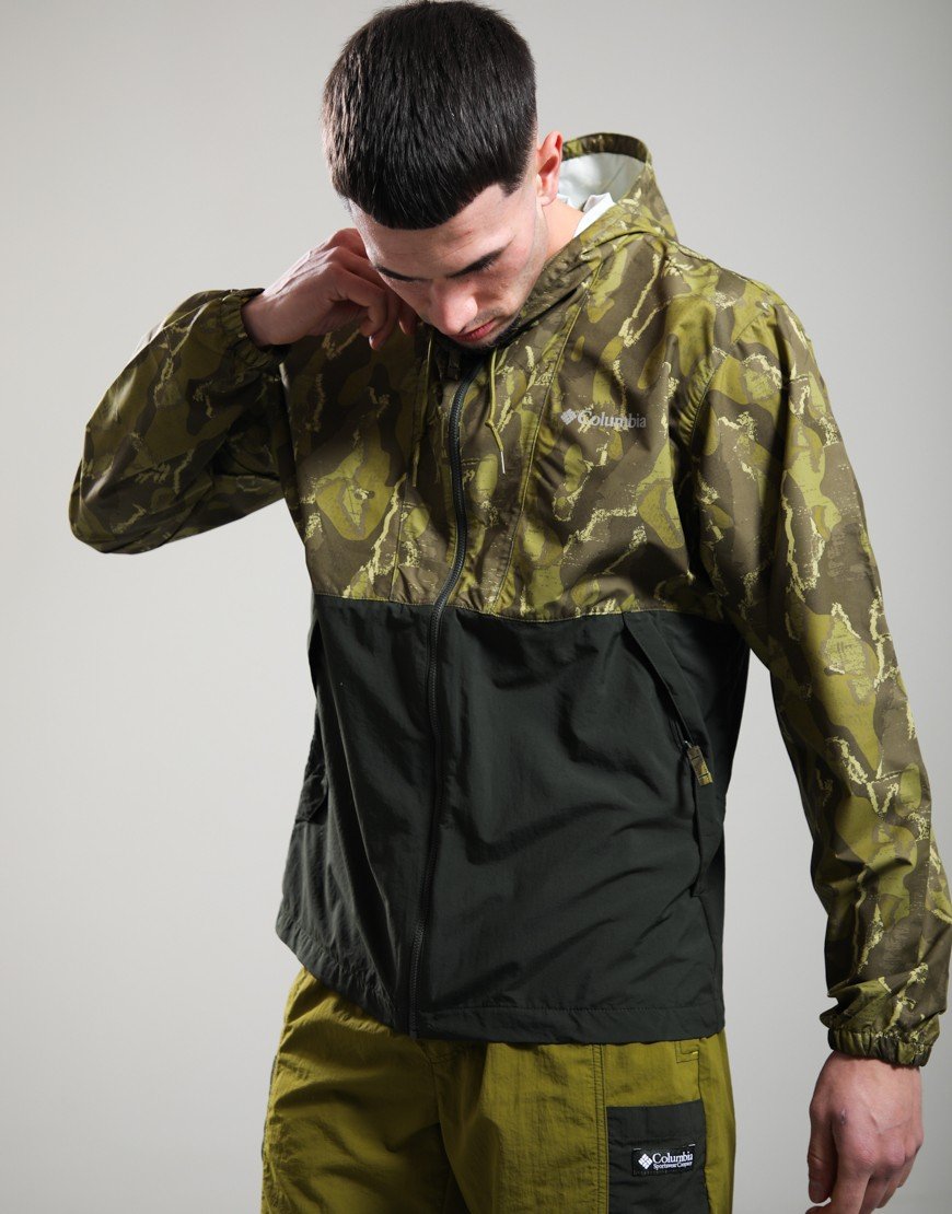 Columbia Spire Valley Novelty Windbreaker Mossy Green Treebark/Greenscape