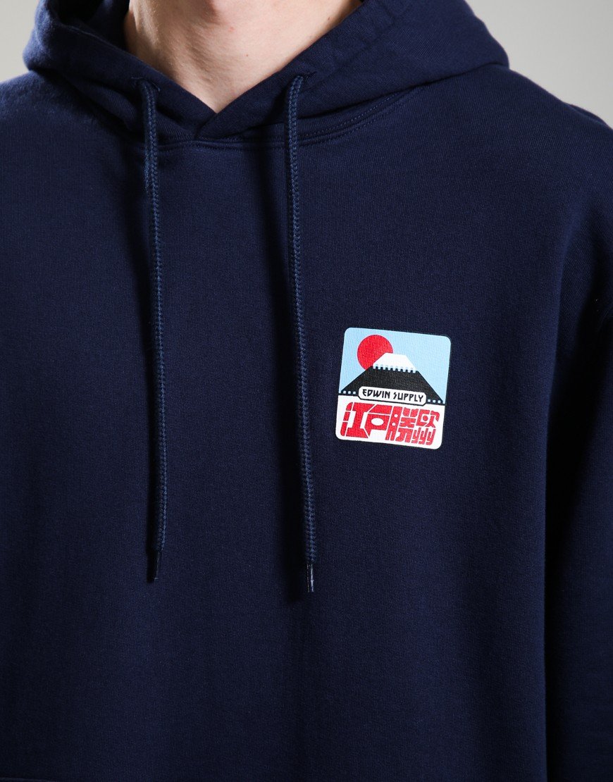 Edwin Sunset On Fuji San Hoodie Maritime Blue