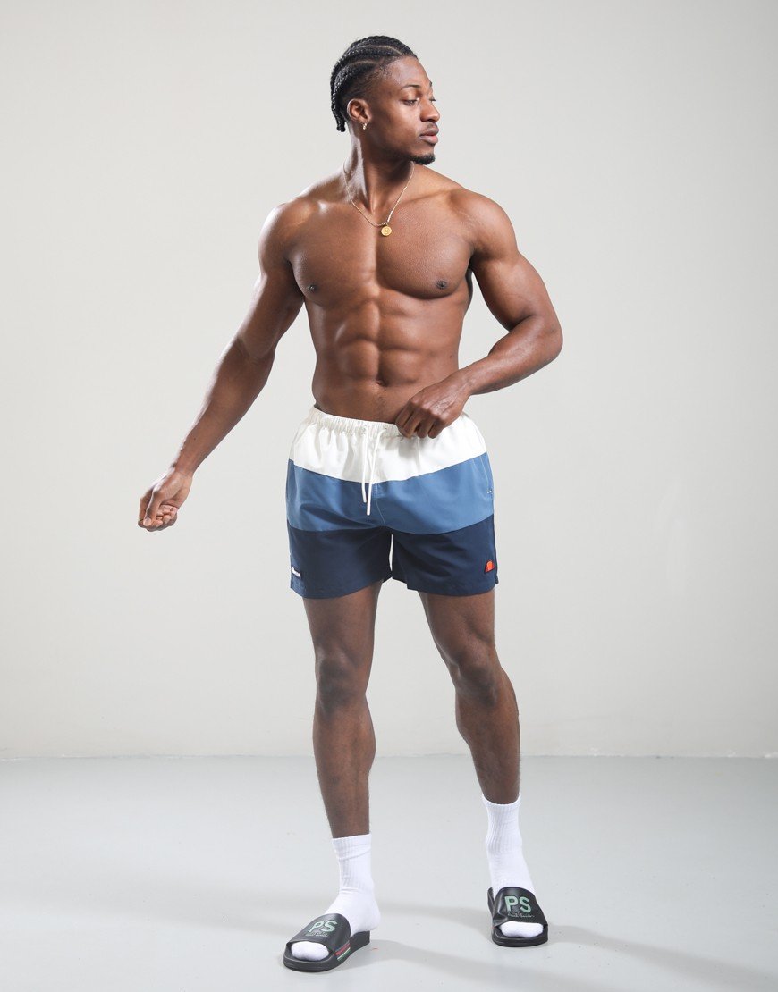Ellesse Cielo Swim Shorts Off White/Blue/Navy