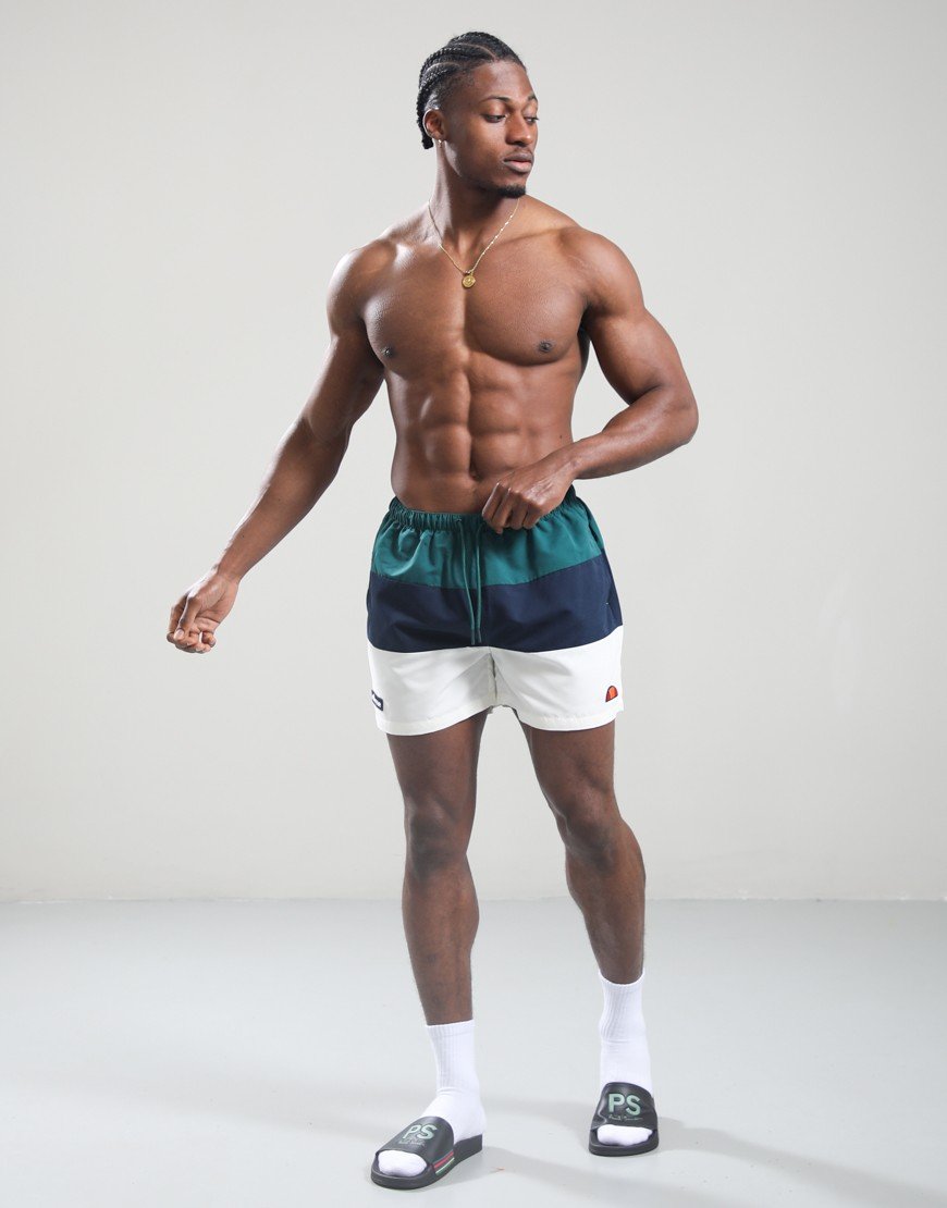 Ellesse Cielo Swim Shorts Dark Green/Navy/Off White