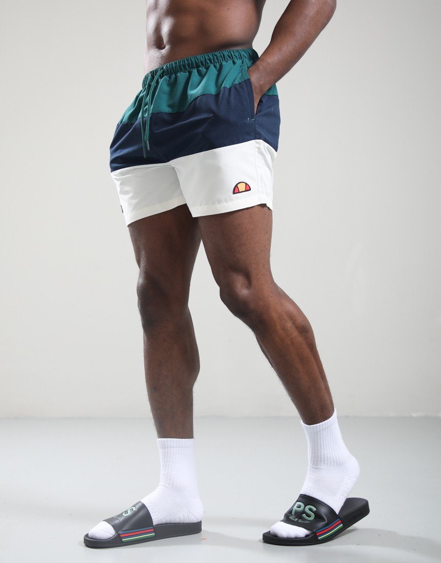 Ellesse Cielo Swim Shorts Dark Green/Navy/Off White