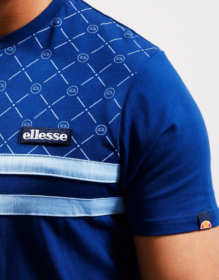 Camiseta Ellesse Rolletto Para Hombre – Azul Con Estampado Gráfico En La Espalda | 100% Algodón, Corte Casual