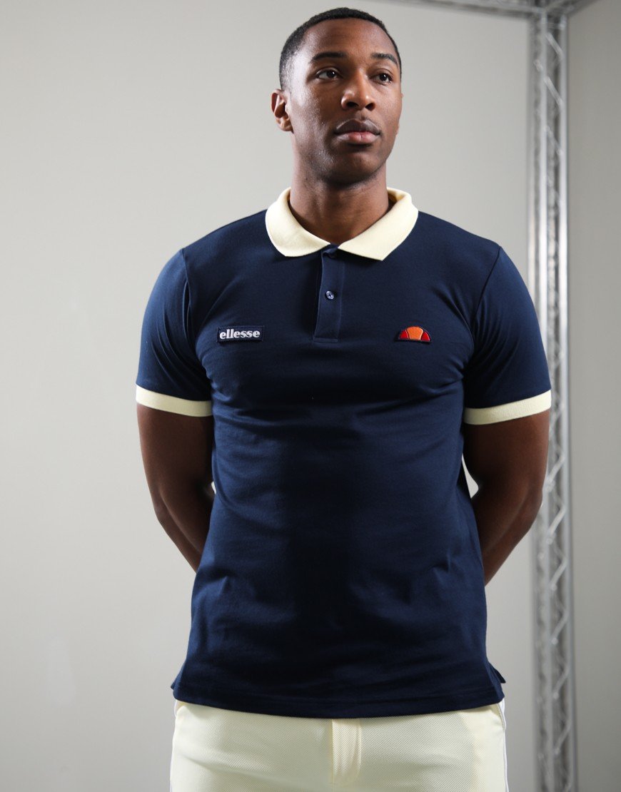 Ellesse Lessepsia Polo Shirt Navy/Light Yellow