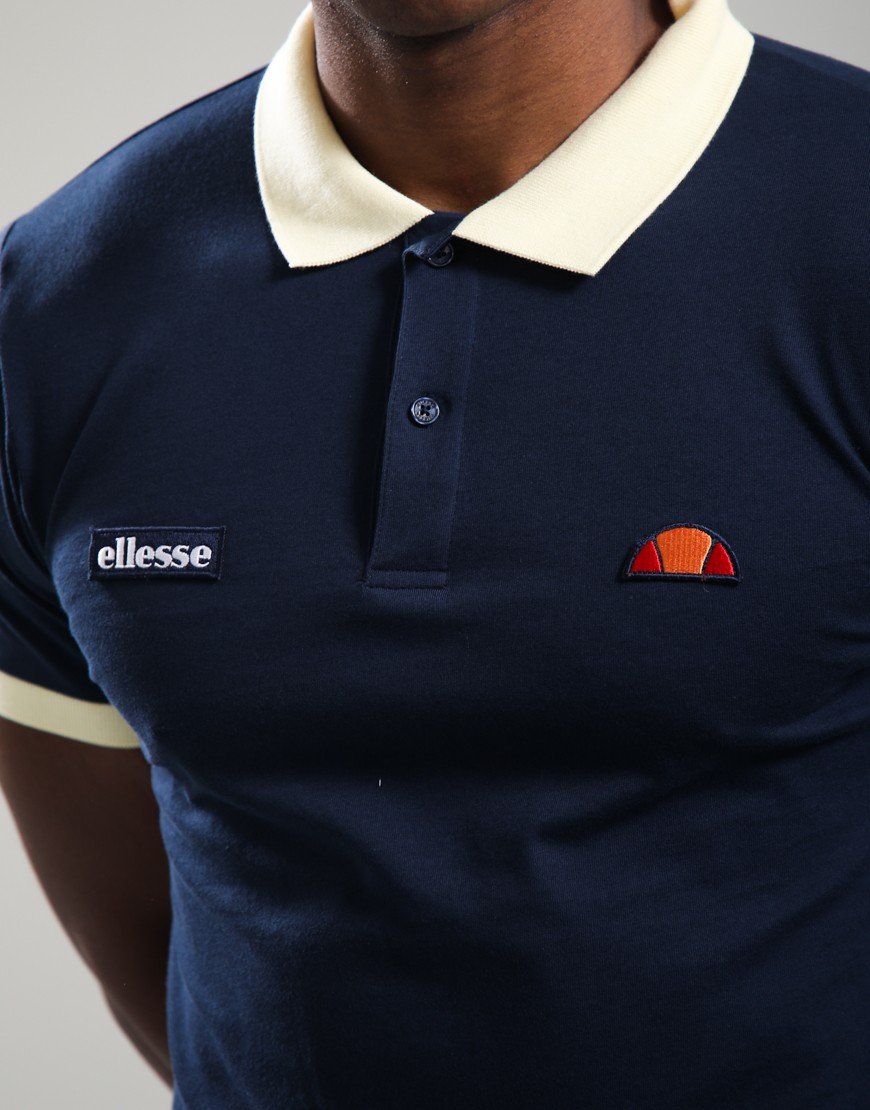Ellesse Lessepsia Polo Shirt Navy/Light Yellow