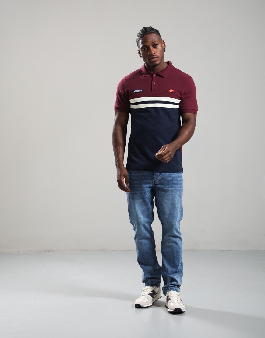 Ellesse Muccia Polo Shirt Burgundy/Navy