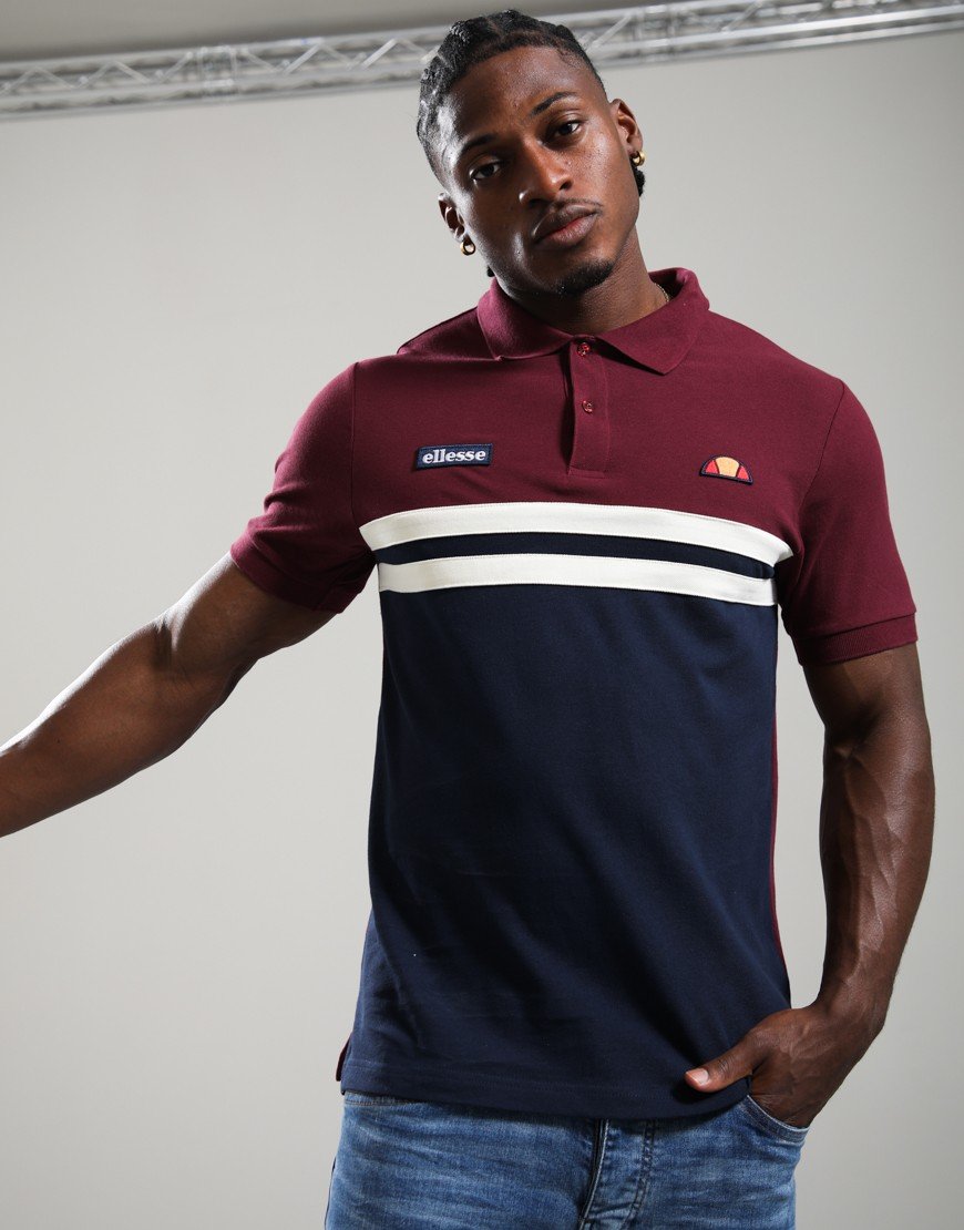 Ellesse Muccia Polo Shirt Burgundy/Navy