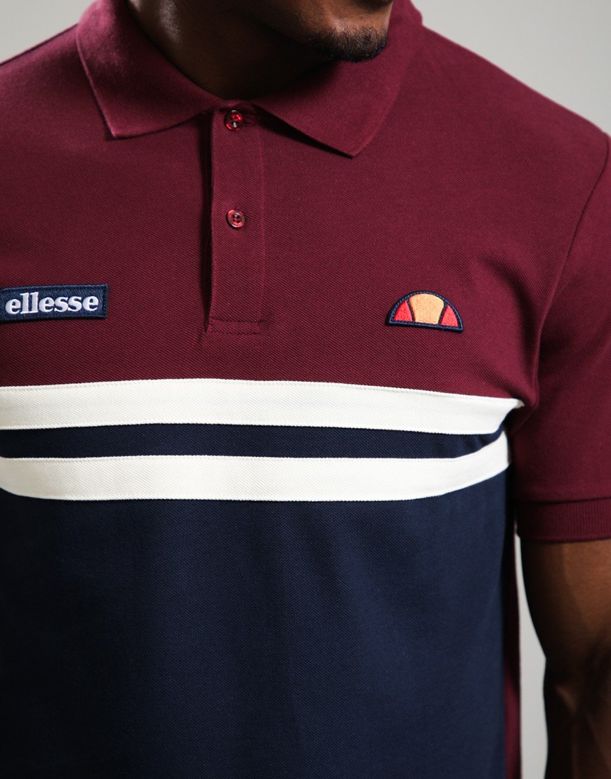Ellesse Muccia Polo Shirt Burgundy/Navy