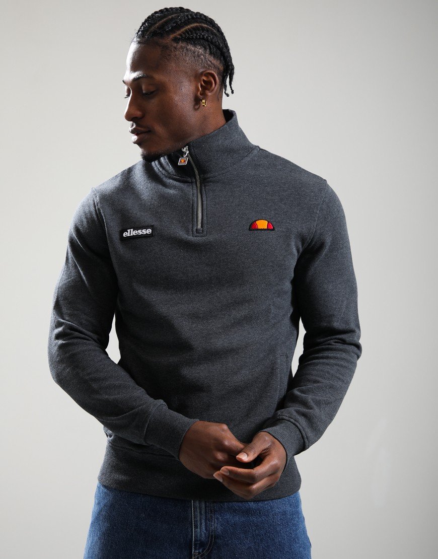 Ellesse Pelegrini Quarter Zip Sweat Charcoal Marl