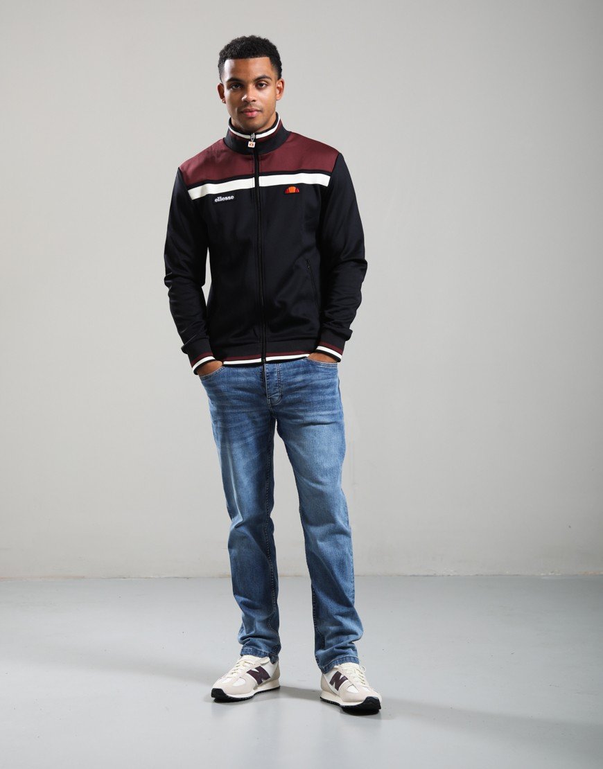 Ellesse Vignola Track Top Black/Burgundy