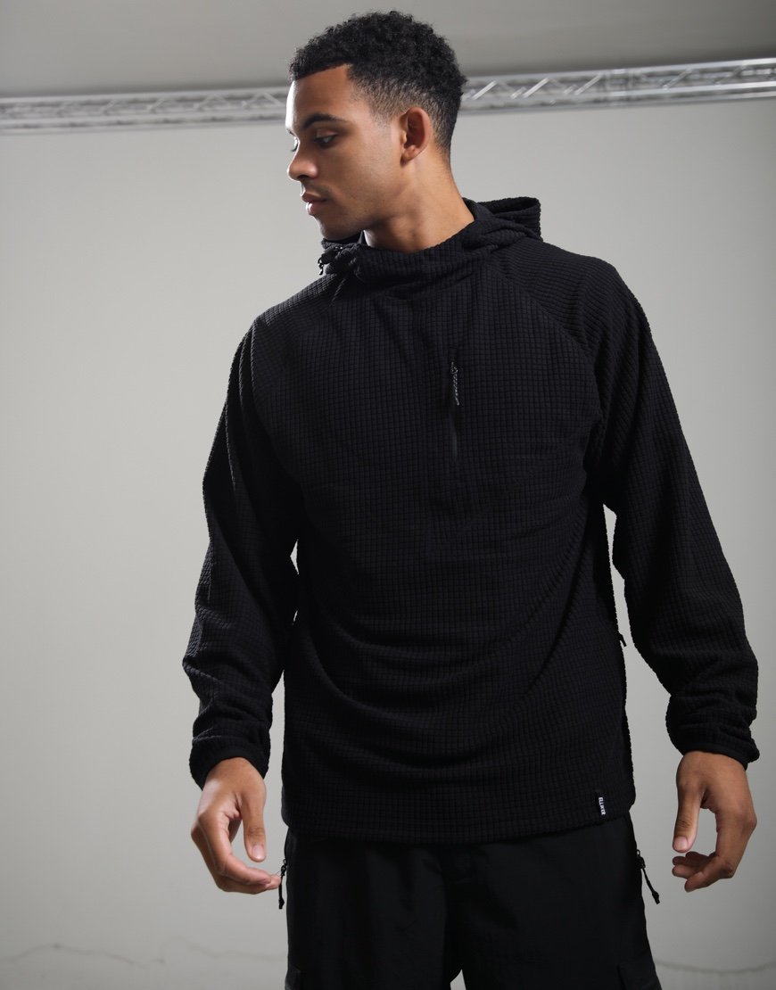 Elliker Hudswell Pullover Grid Fleece Hoodie Black