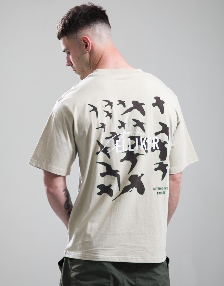 Elliker Rill Bird Print T-Shirt Beige