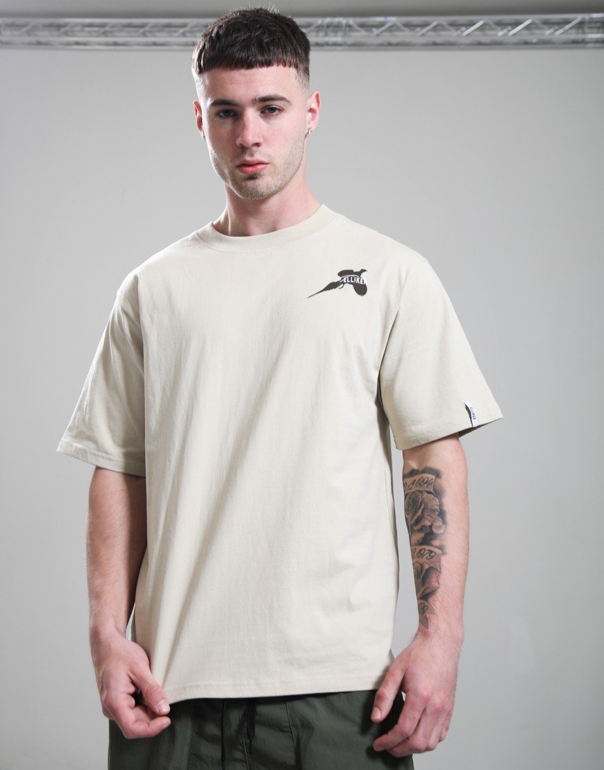 Elliker Rill Bird Print T-Shirt Beige