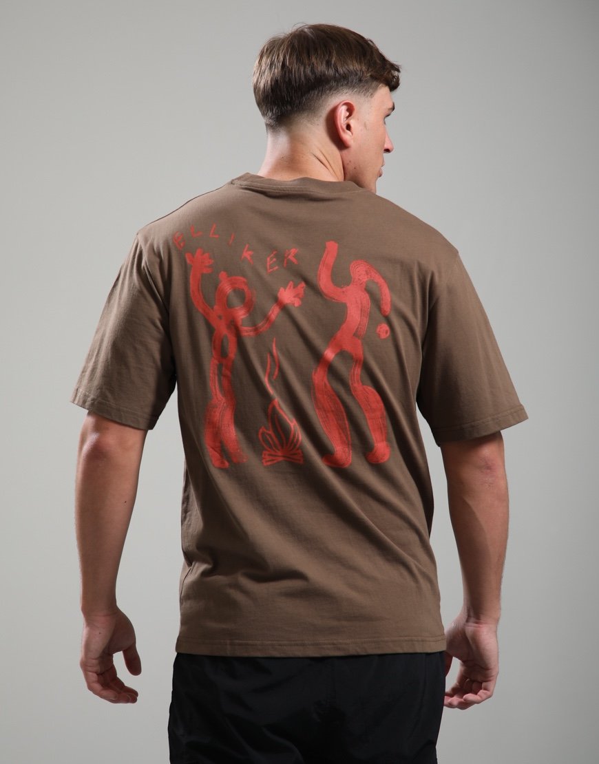 Elliker Rill Campfire Print Short Sleeve T-Shirt Dark Brown