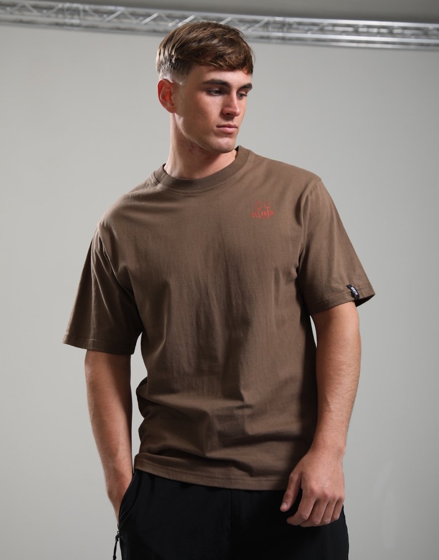 Elliker Rill Campfire Print Short Sleeve T-Shirt Dark Brown
