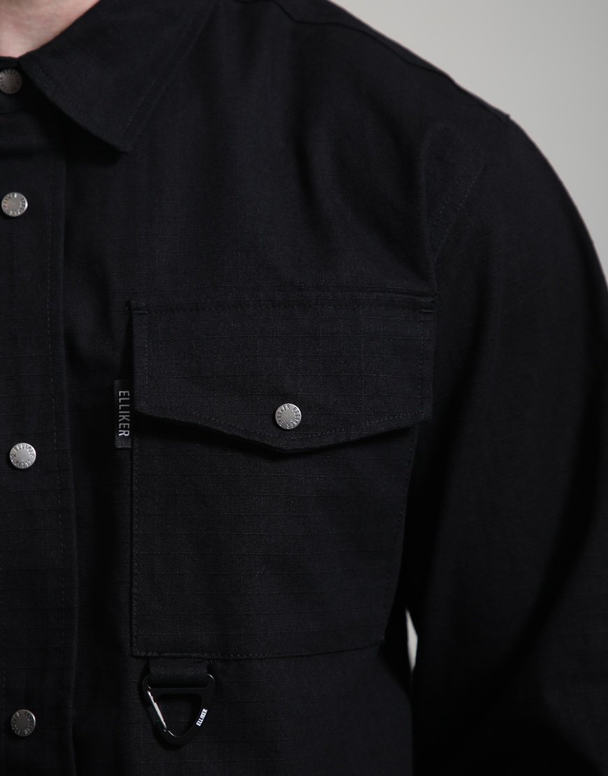 Elliker Thwaite Long Sleeve Overshirt Black