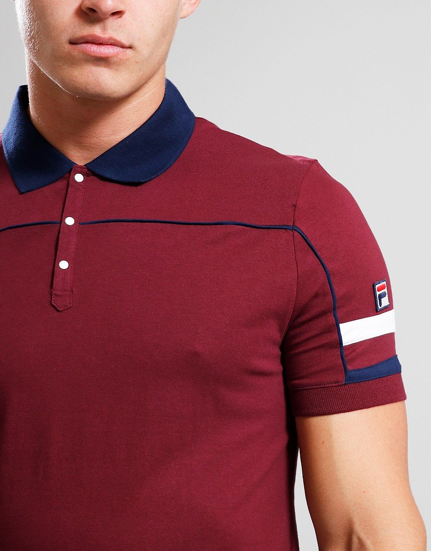 Fila Vintage Grandslam Polo Shirt Wine/Navy